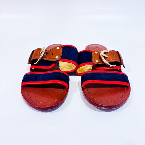 COACH Navy and red flat sandals - Picture 3 of 10
